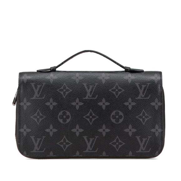 Louis Vuitton Monogram Eclipse Zippy XL Round Zipper Long Wallet M61698 Black...